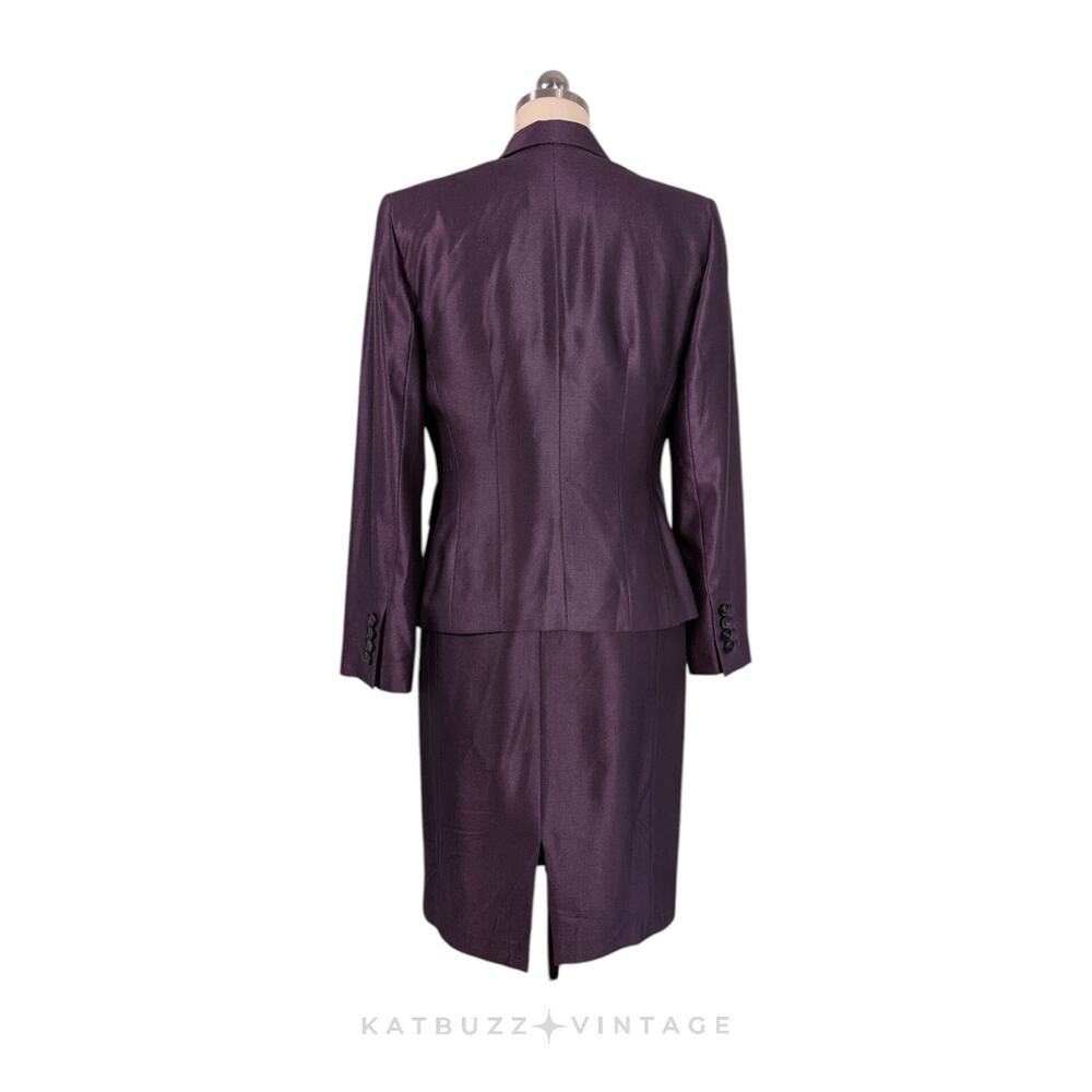 Lafayette Suit 8 Purple Blazer Jacket Midi Dress Wool Silk Work Career Classic - Picture 6 of 15